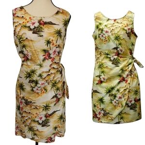 Pacific Legend Diamond Head Cotton Poplin Hawaiian Sarong Mini Dress - Sz L